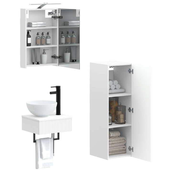 Badeværelsesskabsæt 4 pcs Hvid 40 x 10,5 x 60,5 cm