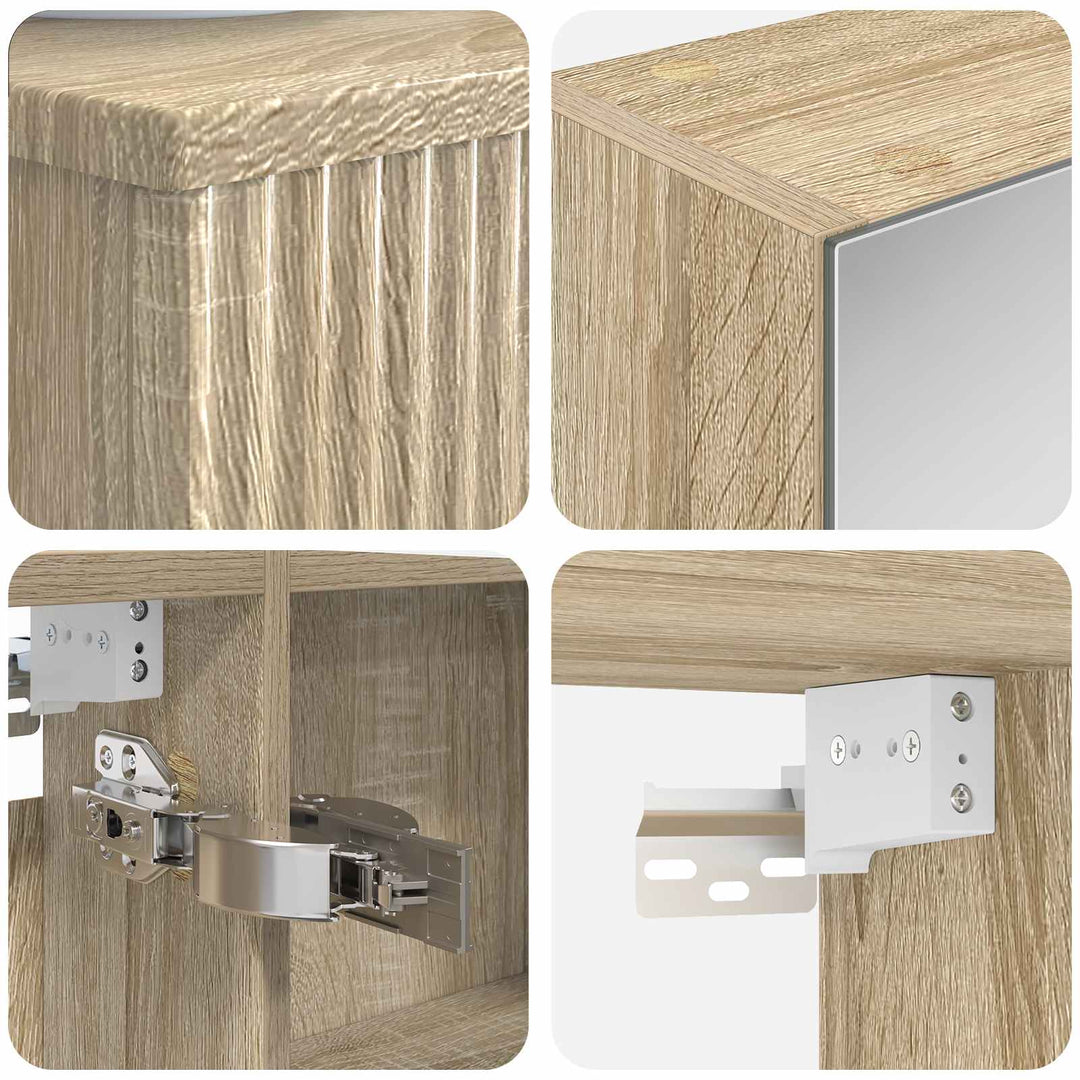 Badeværelsesskabsæt 4 pcs Sonoma-eg 40 x 10,5 x 60,5 cm