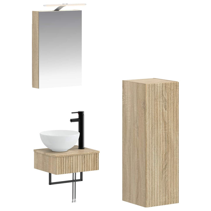 Badeværelsesskabsæt 4 pcs Sonoma-eg 40 x 10,5 x 60,5 cm
