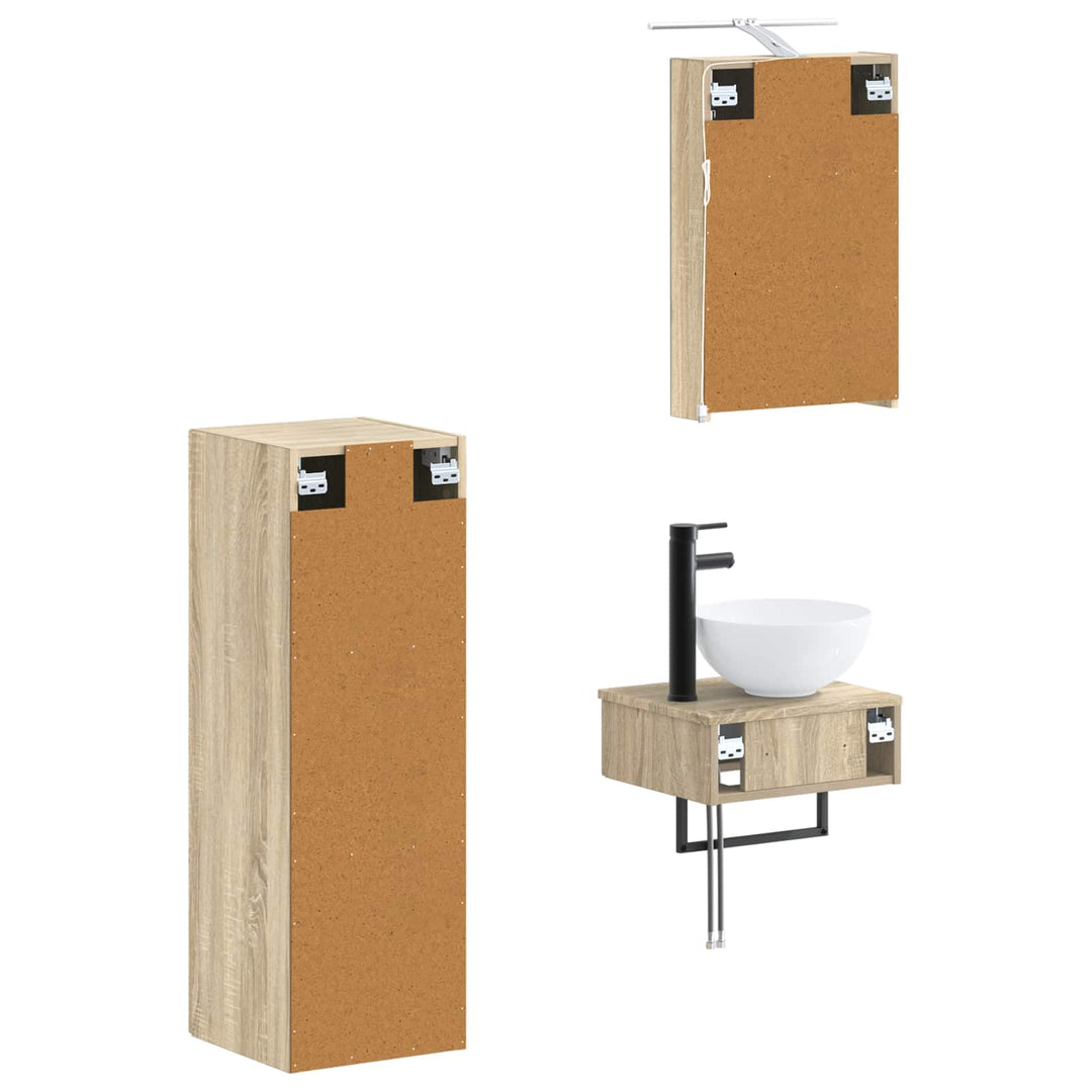 Badeværelsesskabsæt 4 pcs Sonoma-eg 40 x 10,5 x 60,5 cm