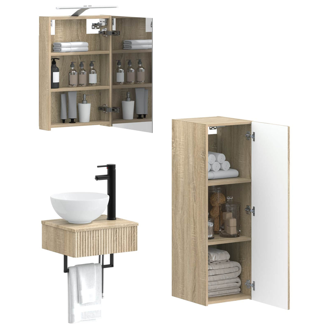 Badeværelsesskabsæt 4 pcs Sonoma-eg 40 x 10,5 x 60,5 cm