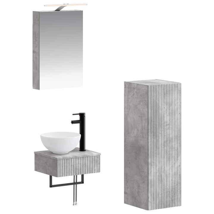 Badeværelsesskabsæt 4 pcs Betongrå 40 x 10,5 x 60,5 cm