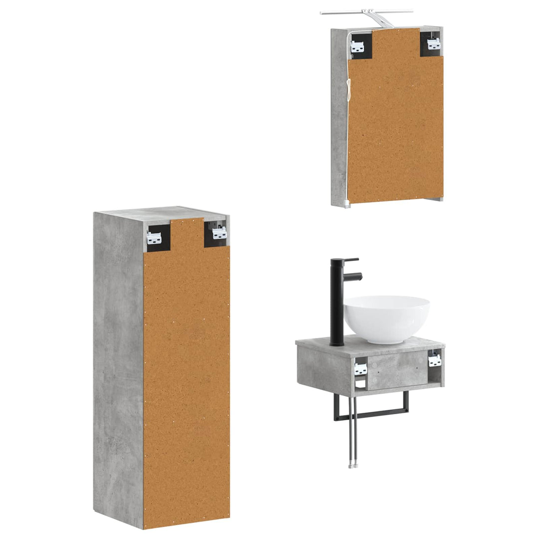 Badeværelsesskabsæt 4 pcs Betongrå 40 x 10,5 x 60,5 cm