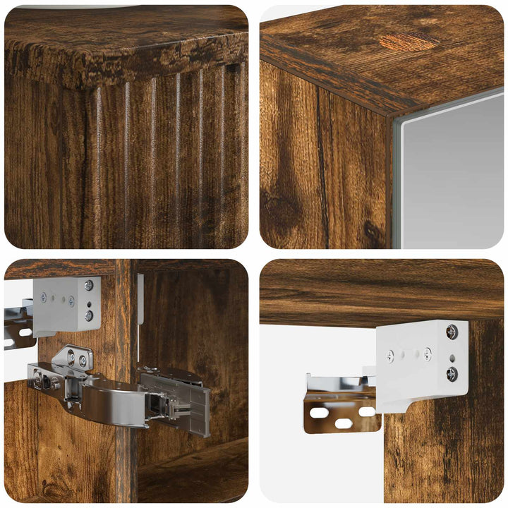 Badeværelsesskabsæt 4 pcs Røget eg 40 x 10,5 x 60,5 cm