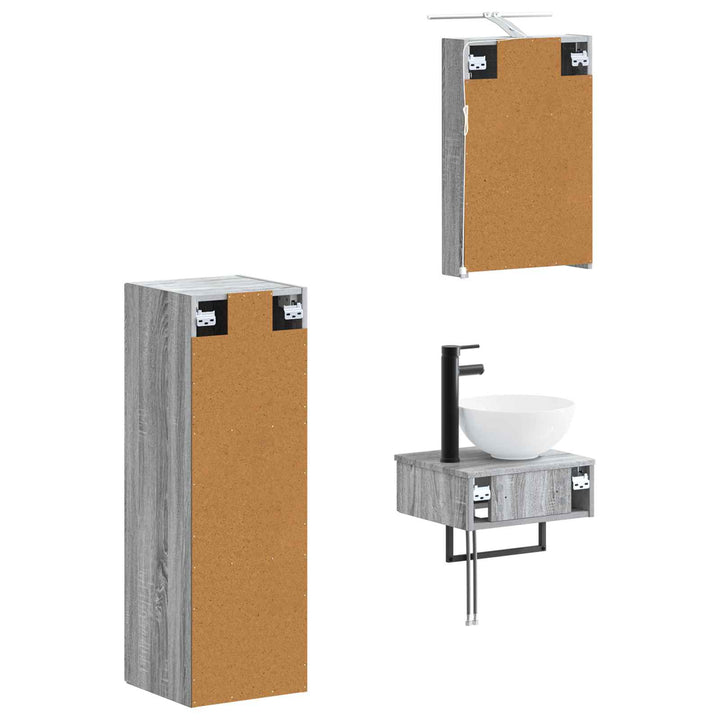 Badeværelsesskabsæt 4 pcs Grå Sonoma 40 x 10,5 x 60,5 cm