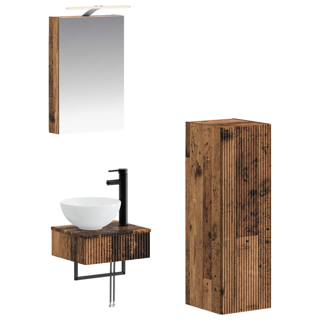Badeværelsesskabsæt 4 pcs Gammelt træ 40 x 10,5 x 60,5 cm