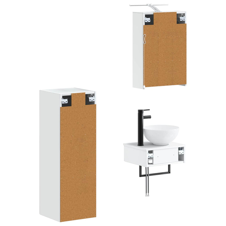 Badeværelsesskabsæt 4 pcs Hvid 43 x 16 x 62,5 cm