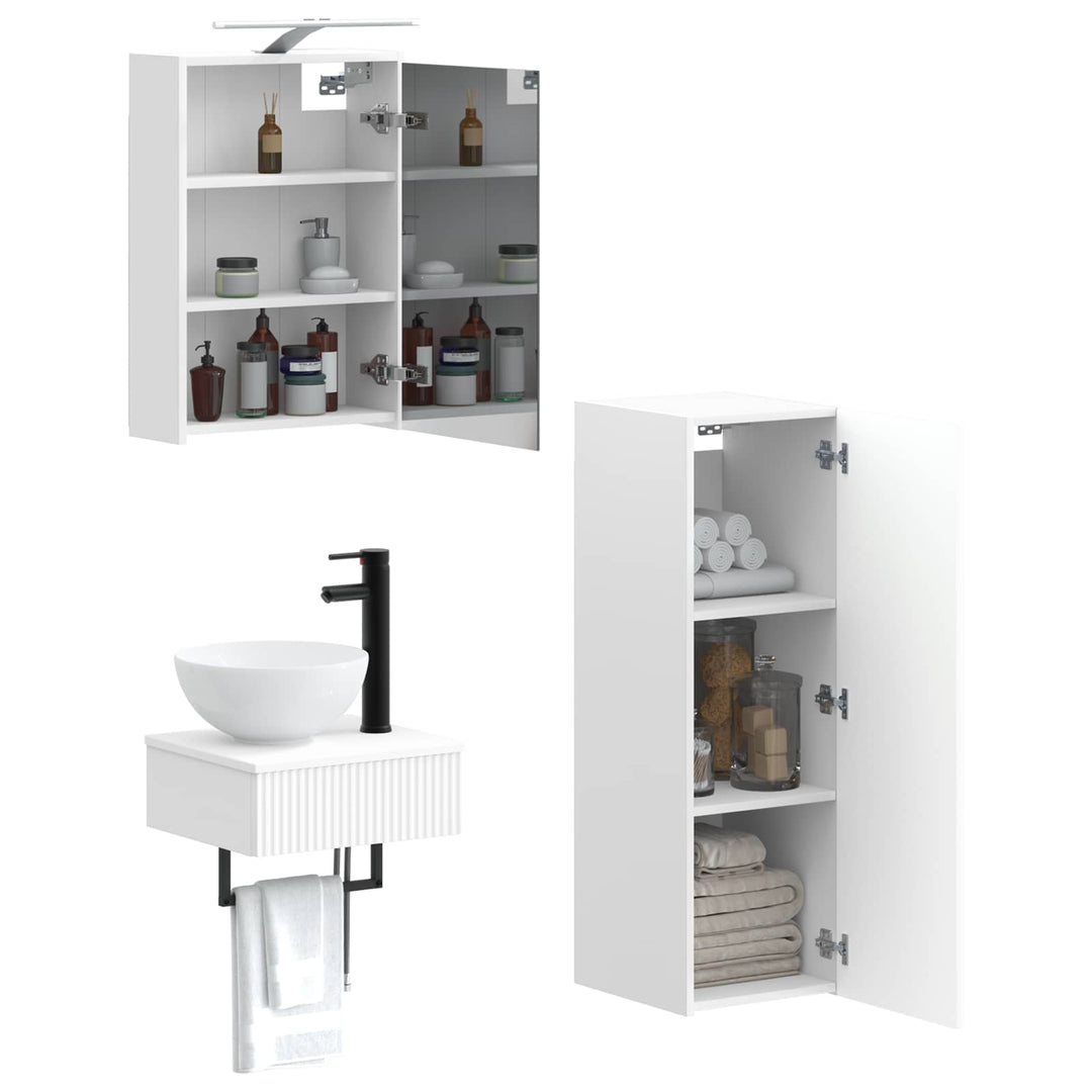 Badeværelsesskabsæt 4 pcs Hvid 43 x 16 x 62,5 cm