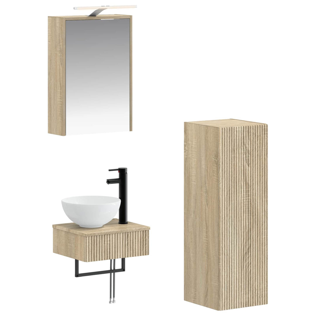 Badeværelsesskabsæt 4 pcs Sonoma-eg 43 x 16 x 62,5 cm