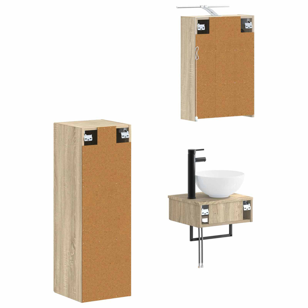 Badeværelsesskabsæt 4 pcs Sonoma-eg 43 x 16 x 62,5 cm