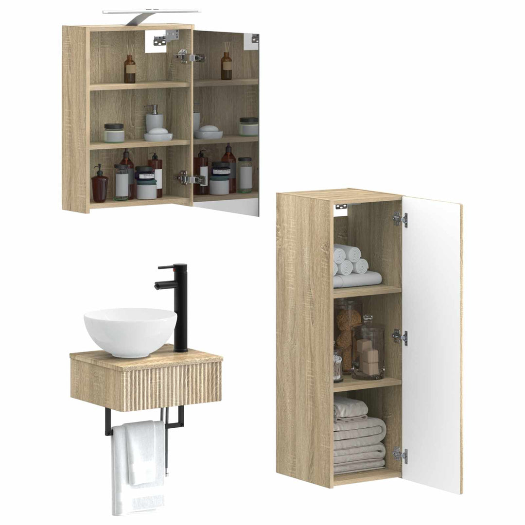 Badeværelsesskabsæt 4 pcs Sonoma-eg 43 x 16 x 62,5 cm