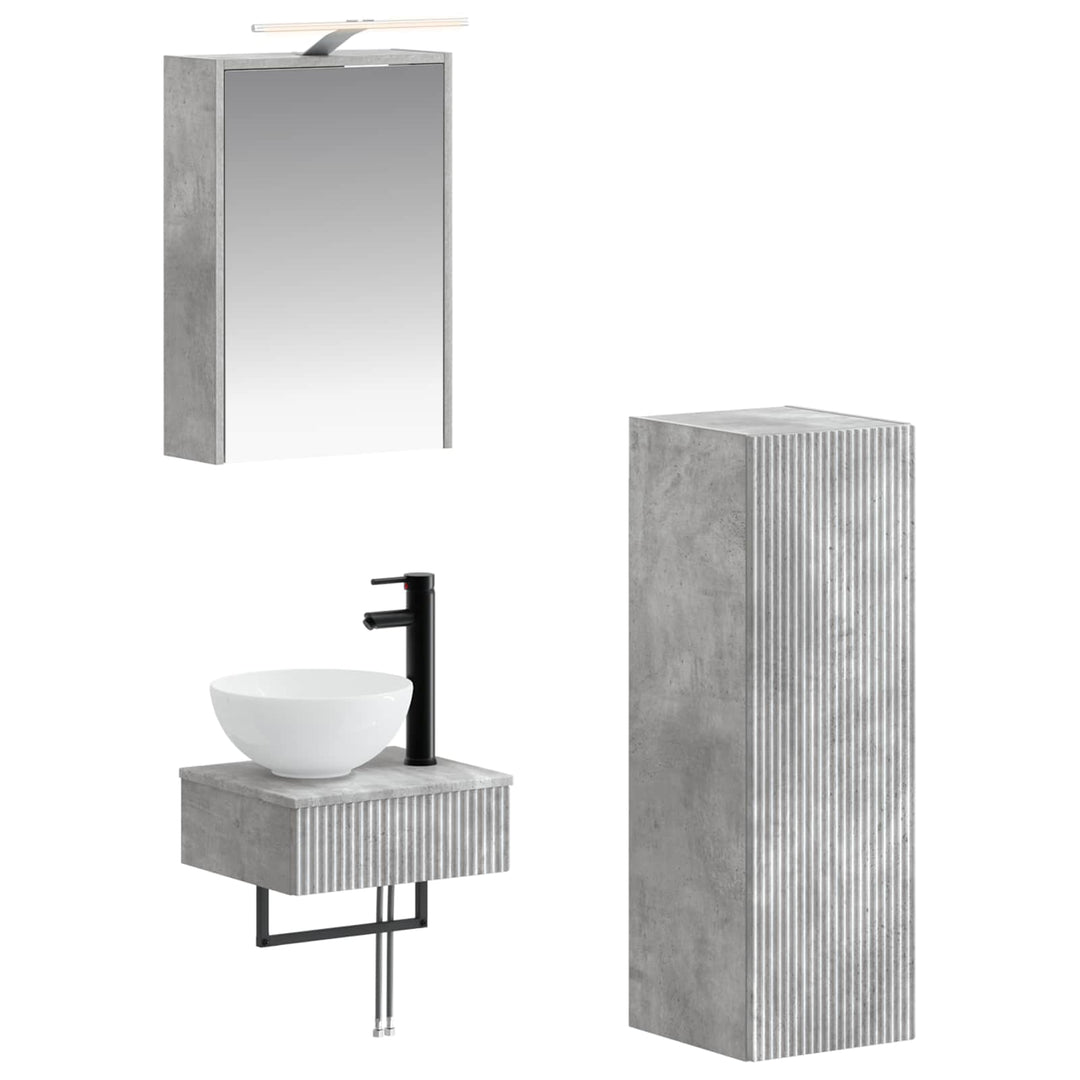 Badeværelsesskabsæt 4 pcs Betongrå 43 x 16 x 62,5 cm