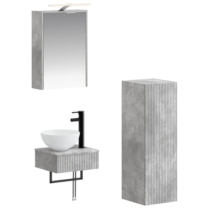 Badeværelsesskabsæt 4 pcs Betongrå 43 x 16 x 62,5 cm