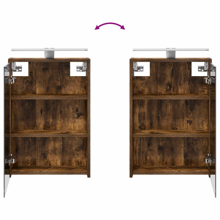 Badeværelsesskabsæt 4 pcs Røget eg 43 x 16 x 62,5 cm