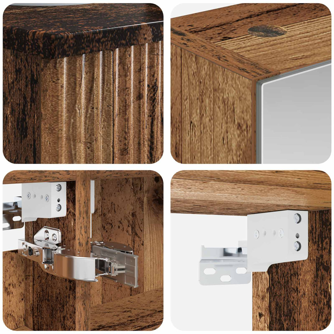 Badeværelsesskabsæt 4 pcs Gammelt træ 43 x 16 x 62,5 cm
