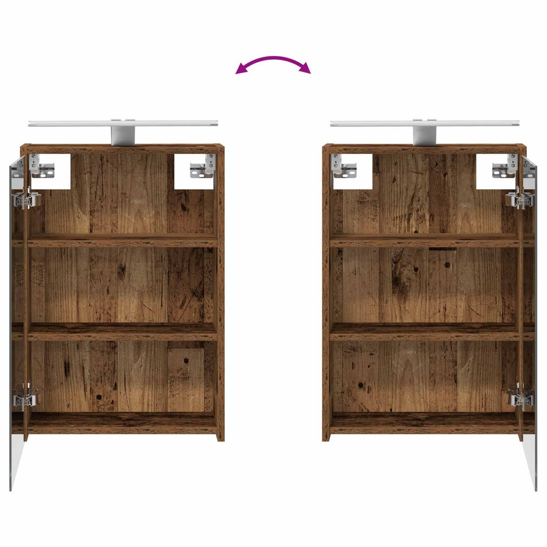 Badeværelsesskabsæt 4 pcs Gammelt træ 43 x 16 x 62,5 cm