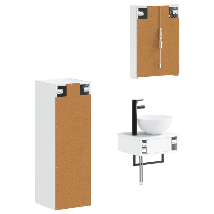 Badeværelsesskabsæt 4 pcs Hvid 43 x 11,5 x 60,5 cm