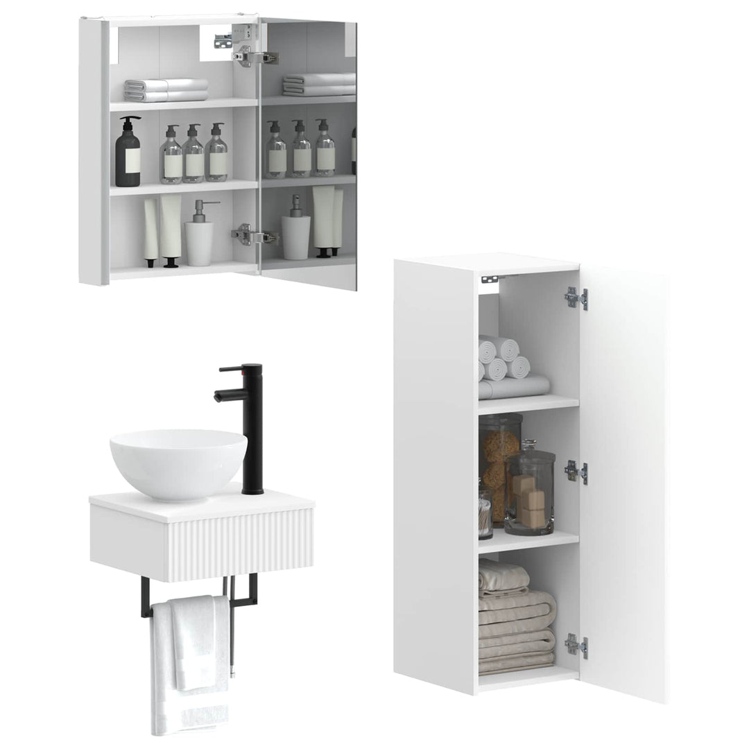 Badeværelsesskabsæt 4 pcs Hvid 43 x 11,5 x 60,5 cm