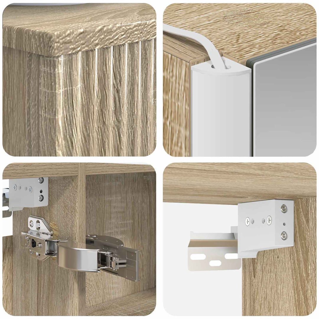 Badeværelsesskabsæt 4 pcs Sonoma-eg 43 x 11,5 x 60,5 cm