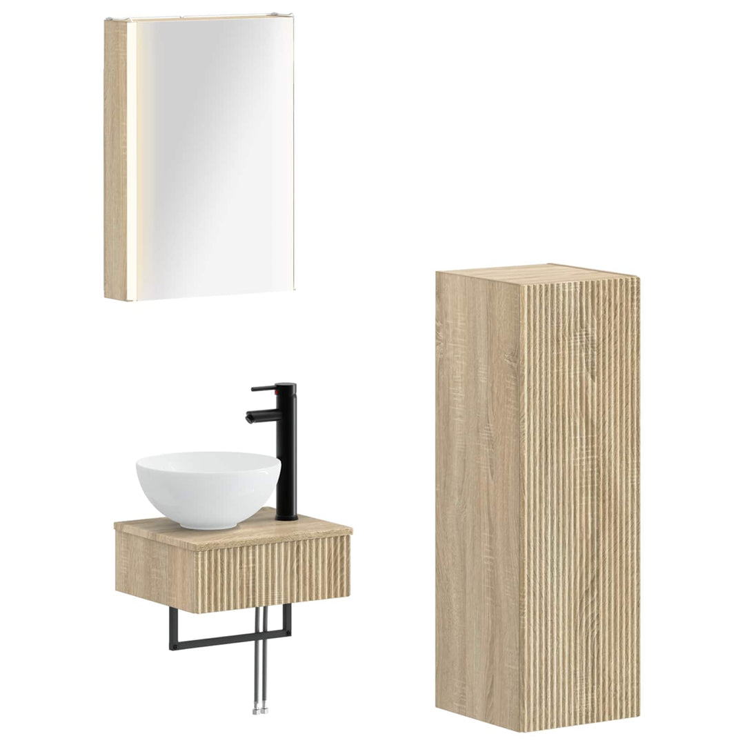 Badeværelsesskabsæt 4 pcs Sonoma-eg 43 x 11,5 x 60,5 cm