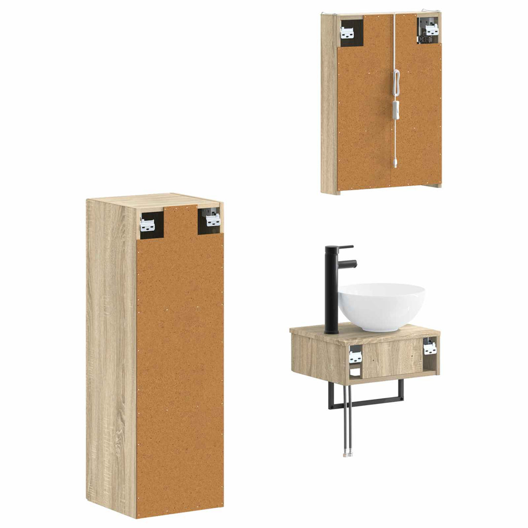 Badeværelsesskabsæt 4 pcs Sonoma-eg 43 x 11,5 x 60,5 cm