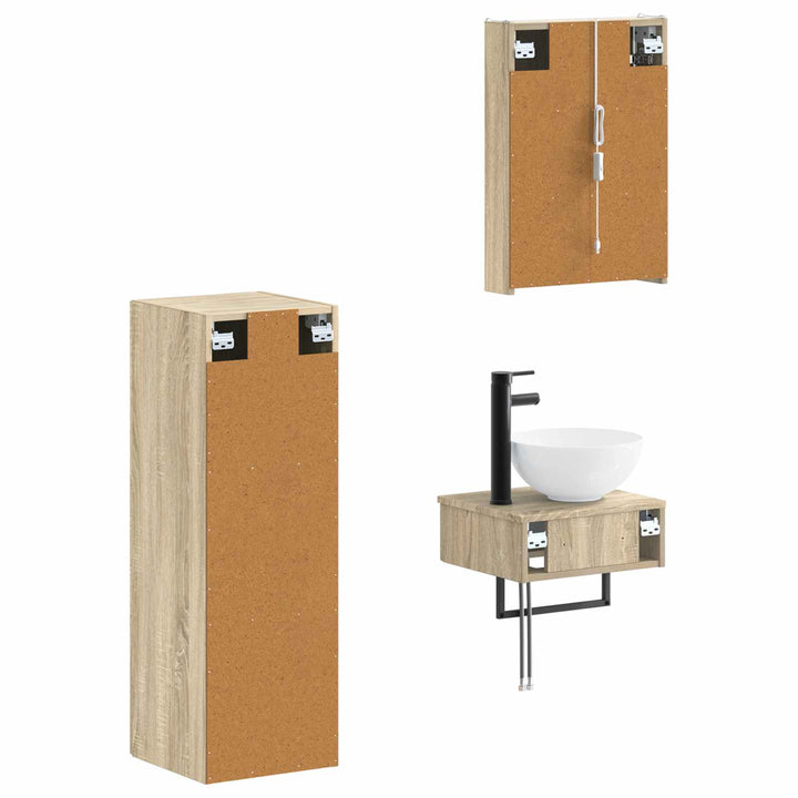 Badeværelsesskabsæt 4 pcs Sonoma-eg 43 x 11,5 x 60,5 cm