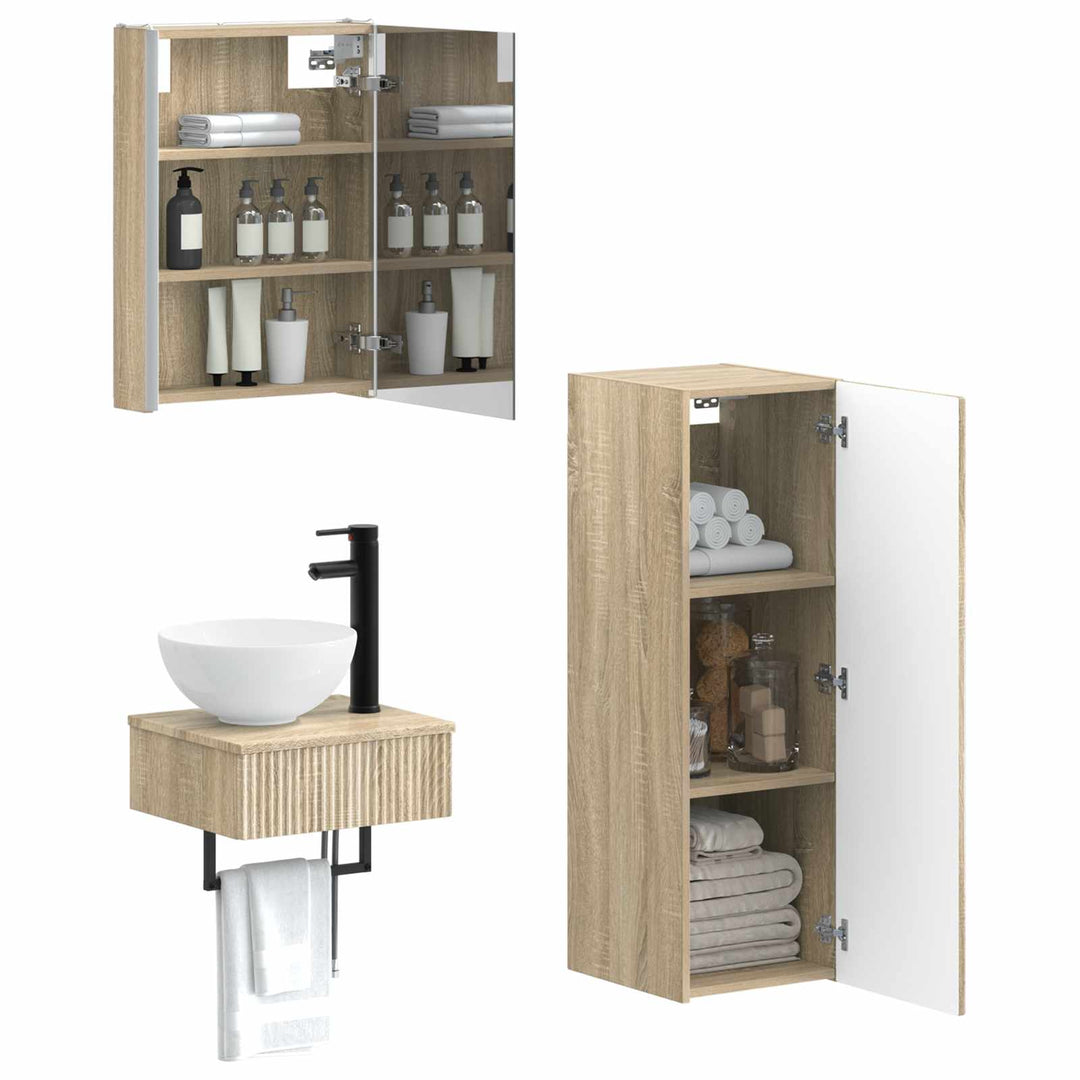 Badeværelsesskabsæt 4 pcs Sonoma-eg 43 x 11,5 x 60,5 cm