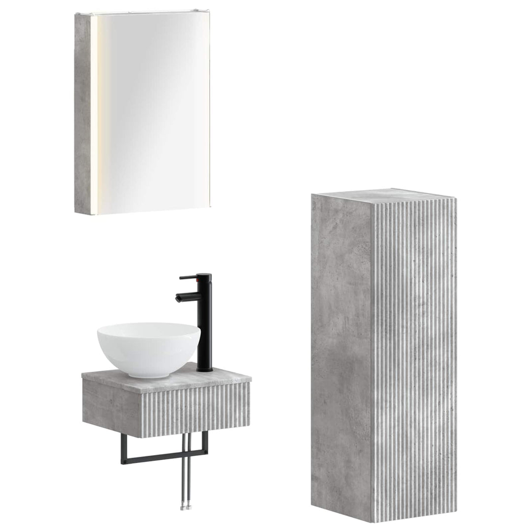 Badeværelsesskabsæt 4 pcs Betongrå 43 x 11,5 x 60,5 cm