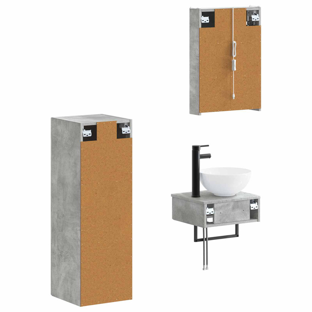 Badeværelsesskabsæt 4 pcs Betongrå 43 x 11,5 x 60,5 cm