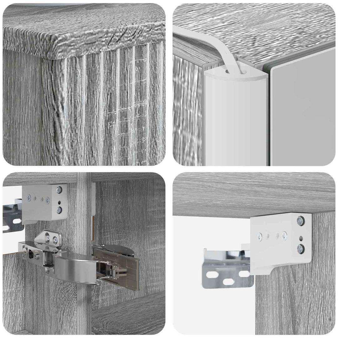 Badeværelsesskabsæt 4 pcs Grå Sonoma 43 x 11,5 x 60,5 cm
