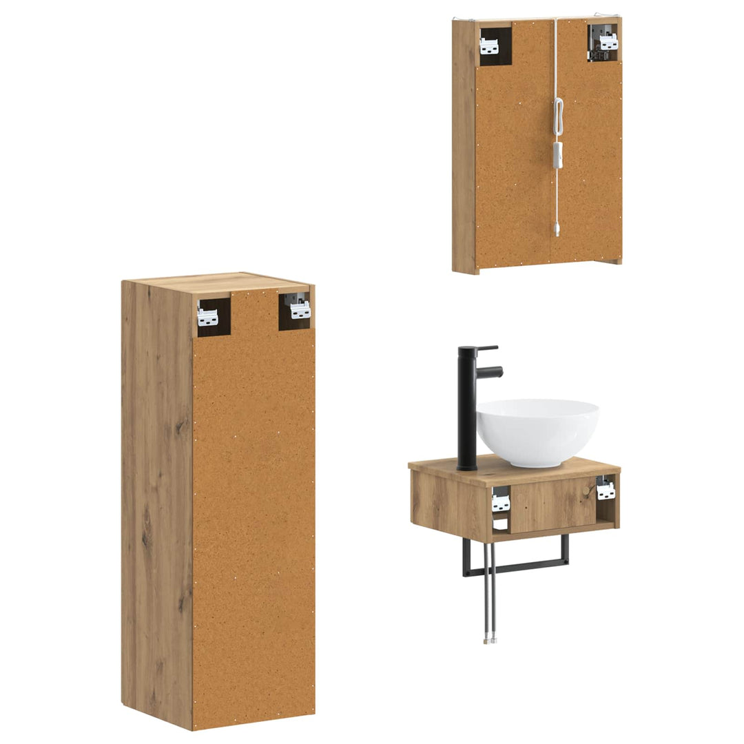 Badeværelsesskabsæt 4 pcs Artisan-eg 43 x 11,5 x 60,5 cm