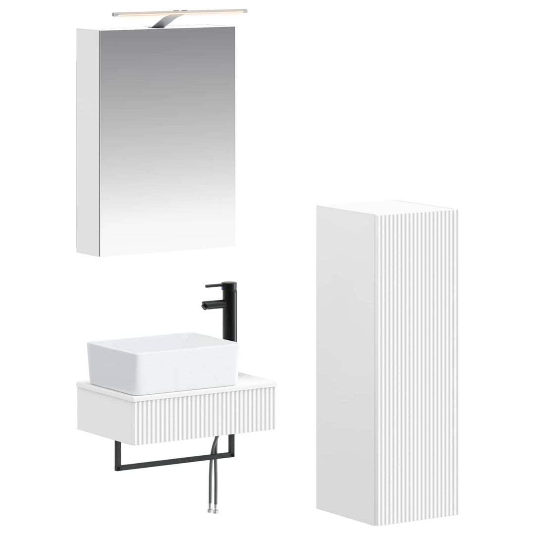 Badeværelsesskabsæt 4 pcs Hvid 50 x 14,5 x 70 cm