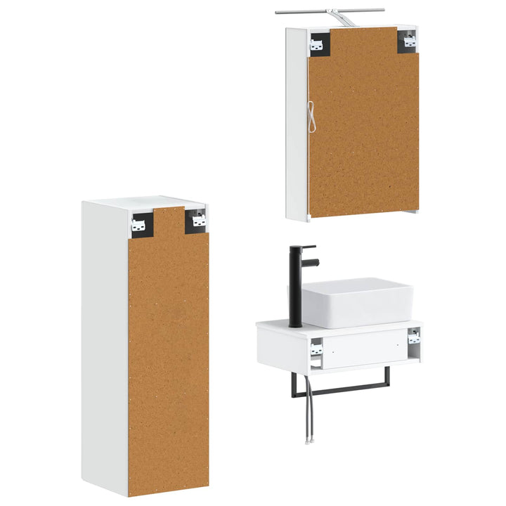 Badeværelsesskabsæt 4 pcs Hvid 50 x 14,5 x 70 cm