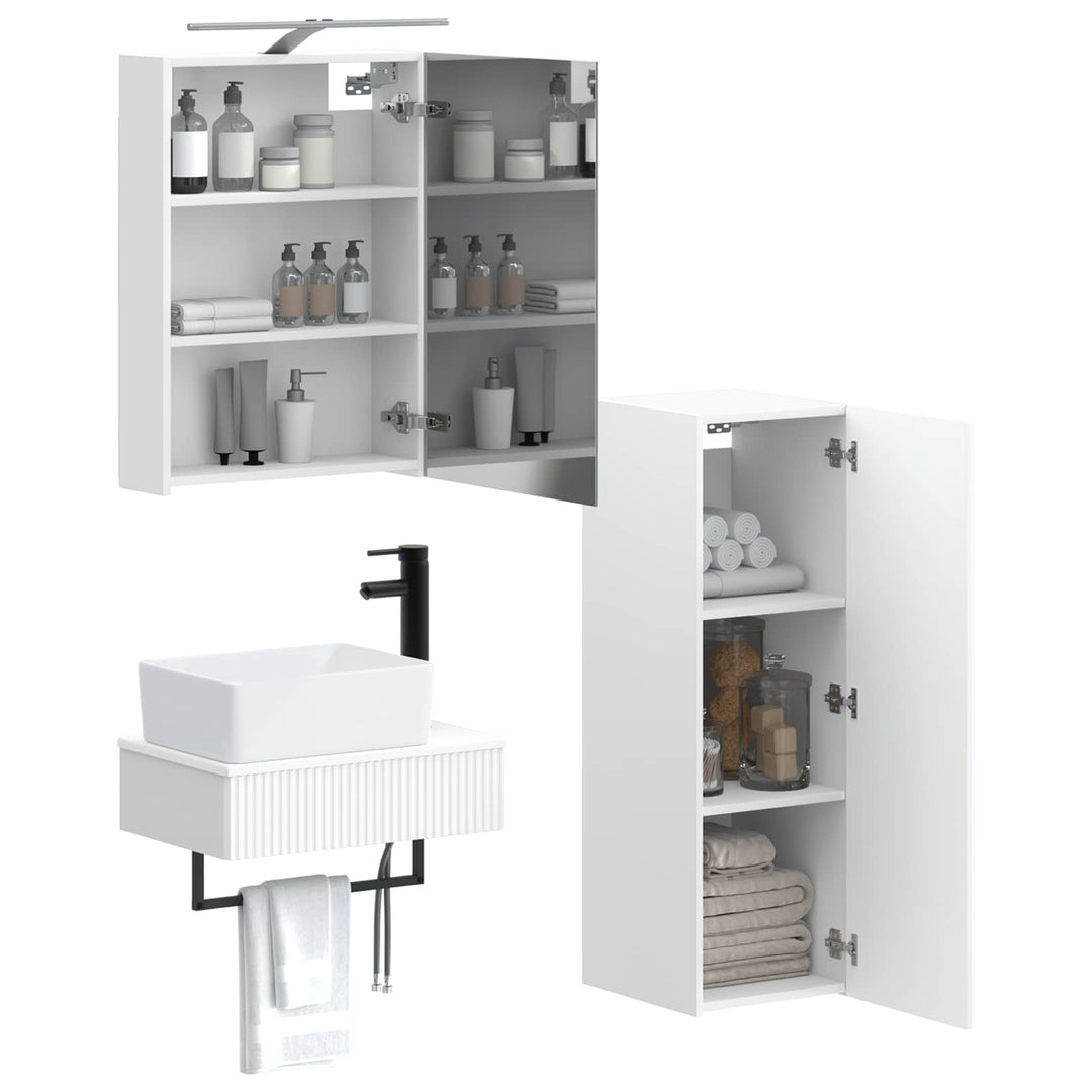 Badeværelsesskabsæt 4 pcs Hvid 50 x 14,5 x 70 cm