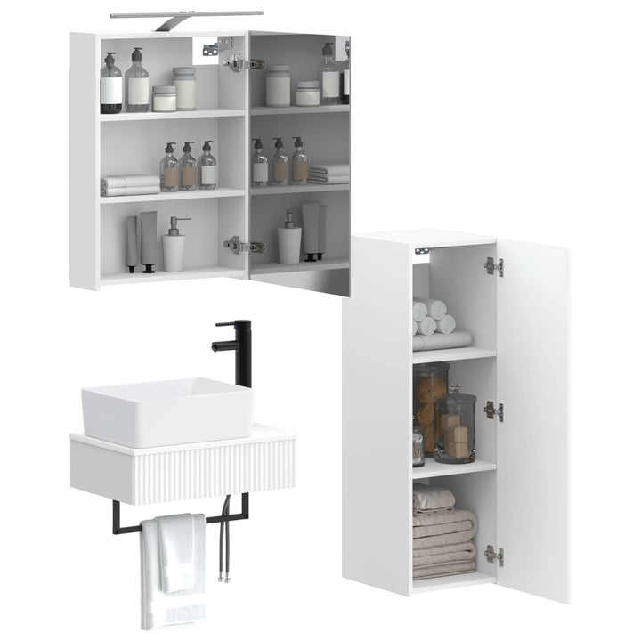 Badeværelsesskabsæt 4 pcs Hvid 50 x 14,5 x 70 cm