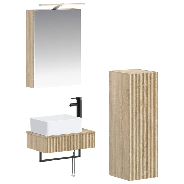 Badeværelsesskabsæt 4 pcs Sonoma-eg 50 x 14,5 x 70 cm