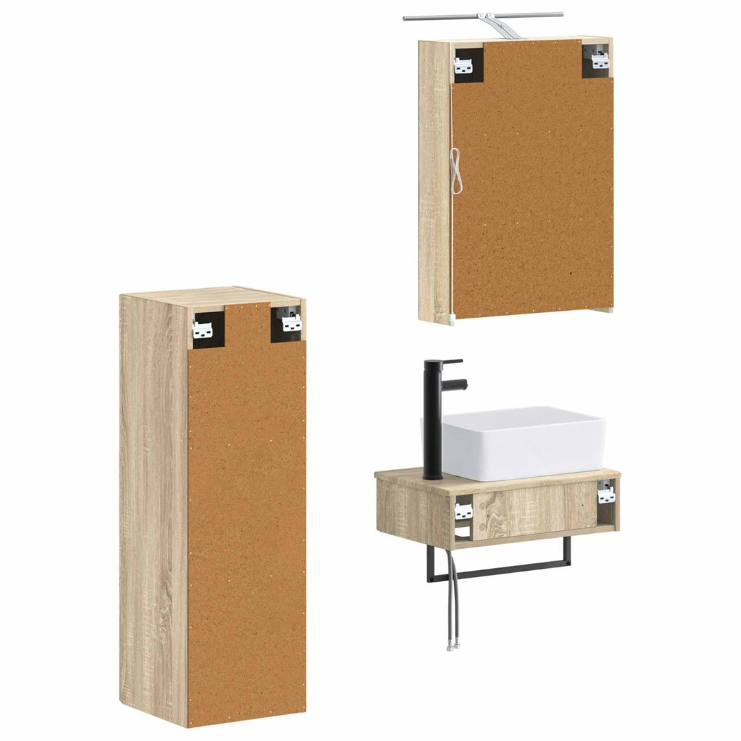 Badeværelsesskabsæt 4 pcs Sonoma-eg 50 x 14,5 x 70 cm