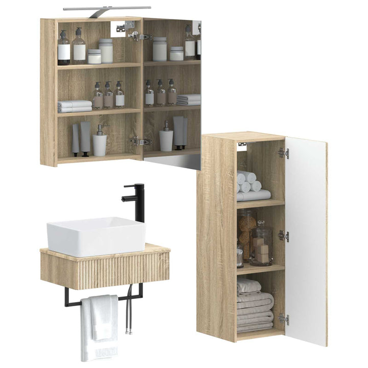 Badeværelsesskabsæt 4 pcs Sonoma-eg 50 x 14,5 x 70 cm