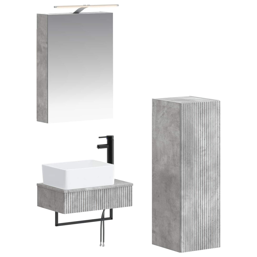 Badeværelsesskabsæt 4 pcs Betongrå 50 x 14,5 x 70 cm