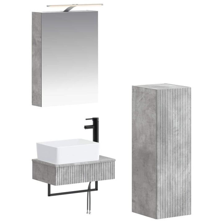 Badeværelsesskabsæt 4 pcs Betongrå 50 x 14,5 x 70 cm