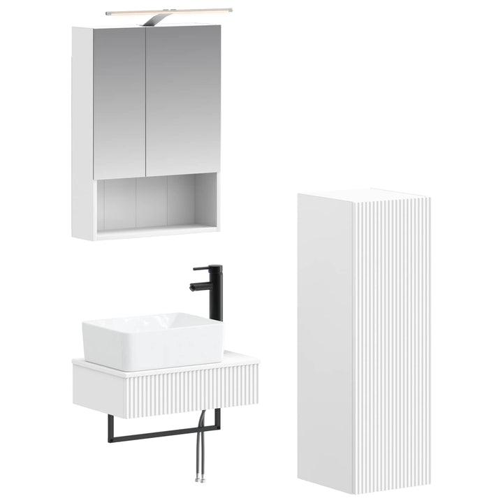 Badeværelsesskabsæt 4 pcs Hvid 50 x 14,5 x 70 cm