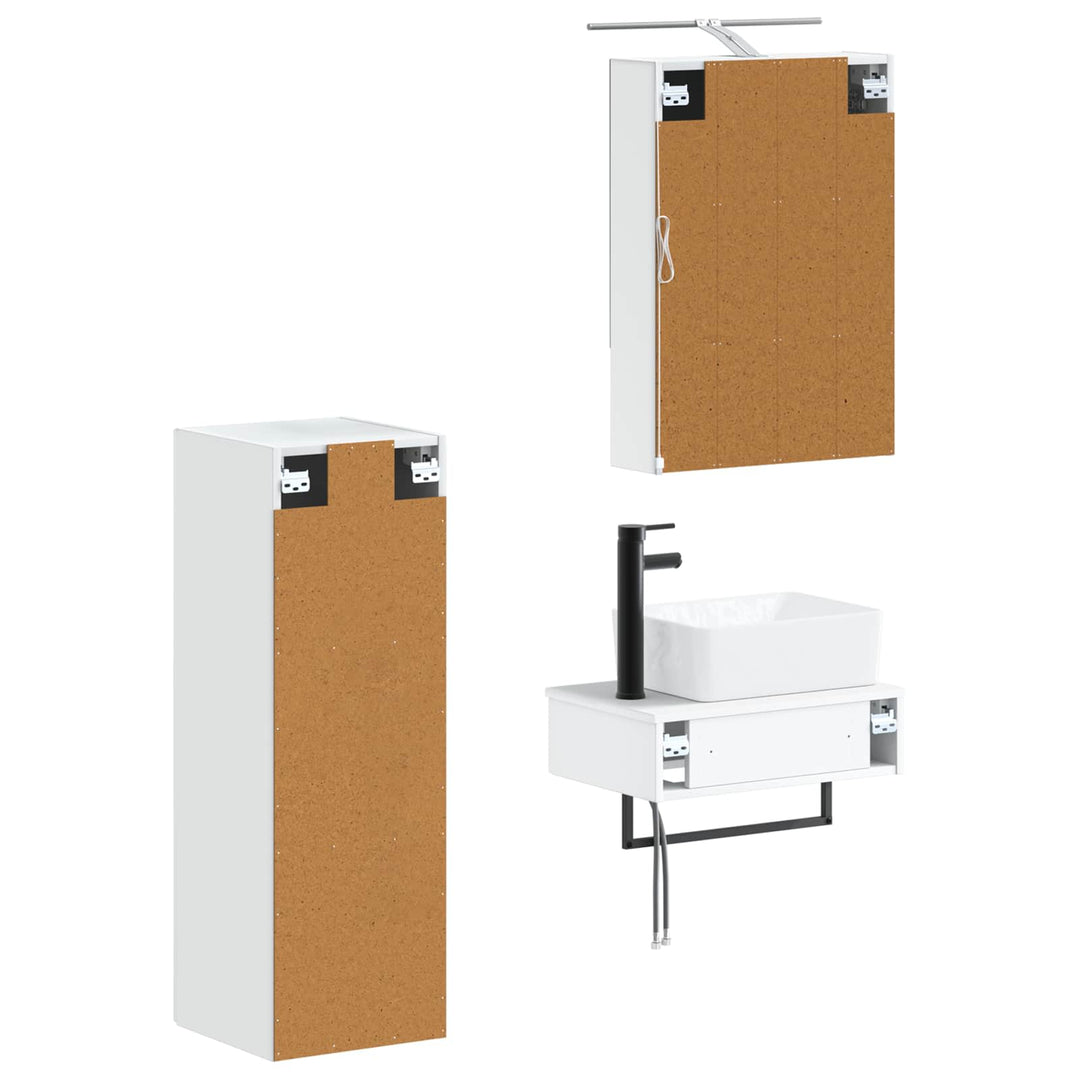 Badeværelsesskabsæt 4 pcs Hvid 50 x 14,5 x 70 cm