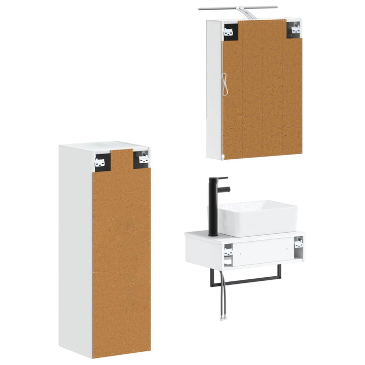 Badeværelsesskabsæt 4 pcs Hvid 50 x 14,5 x 70 cm