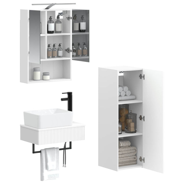 Badeværelsesskabsæt 4 pcs Hvid 50 x 14,5 x 70 cm