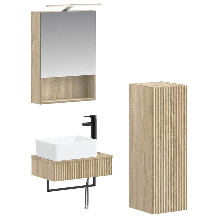 Badeværelsesskabsæt 4 pcs Sonoma-eg 50 x 14,5 x 70 cm