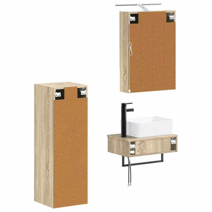Badeværelsesskabsæt 4 pcs Sonoma-eg 50 x 14,5 x 70 cm