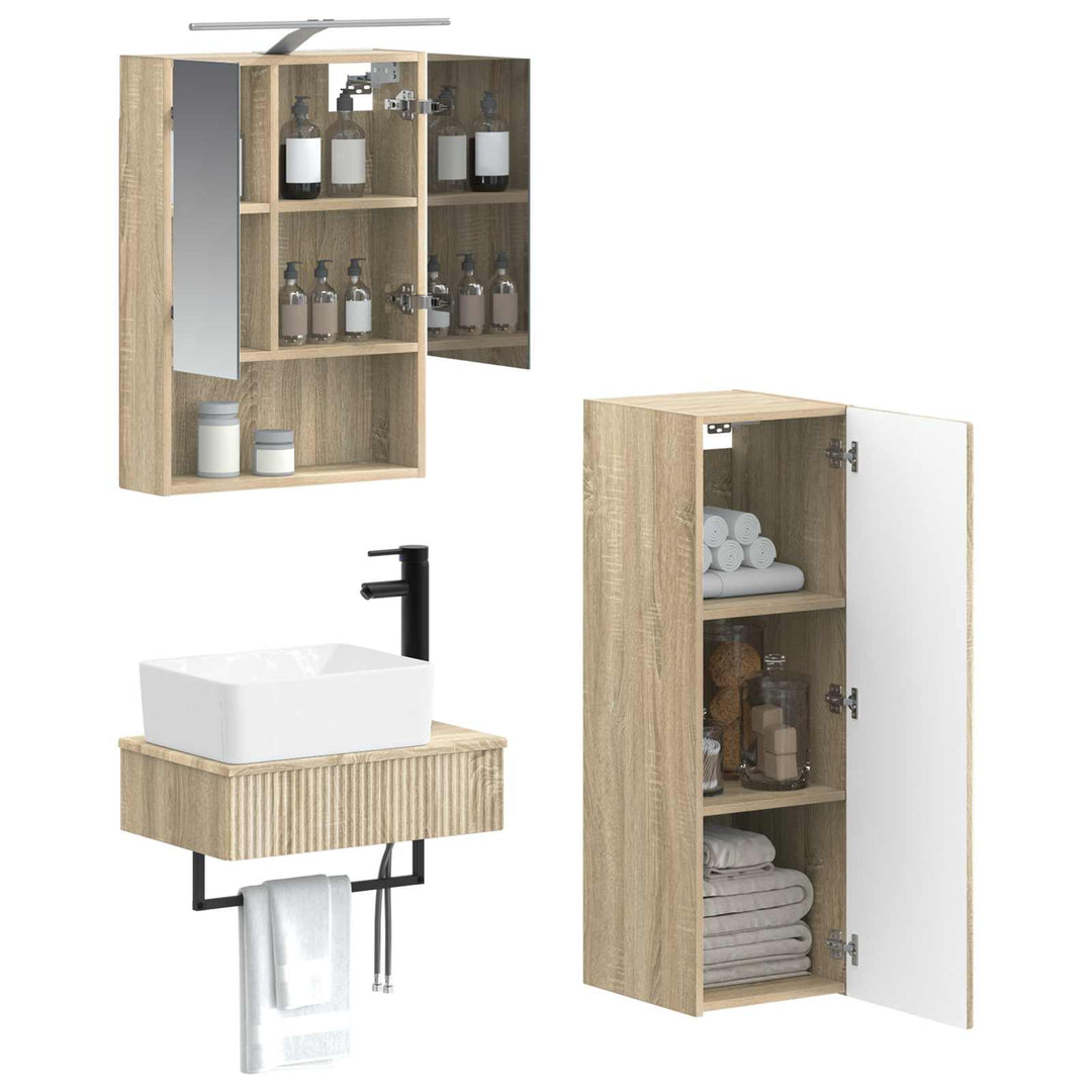 Badeværelsesskabsæt 4 pcs Sonoma-eg 50 x 14,5 x 70 cm