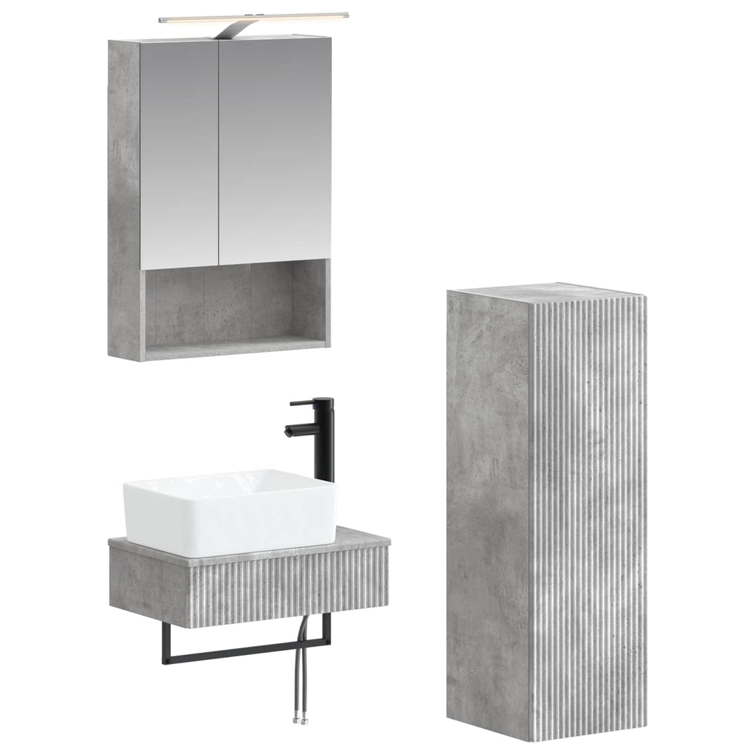 Badeværelsesskabsæt 4 pcs Betongrå 50 x 14,5 x 70 cm