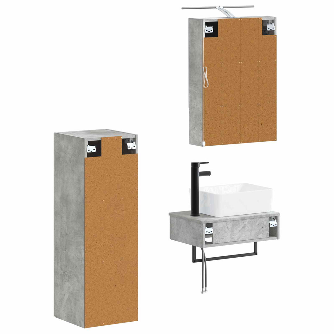 Badeværelsesskabsæt 4 pcs Betongrå 50 x 14,5 x 70 cm