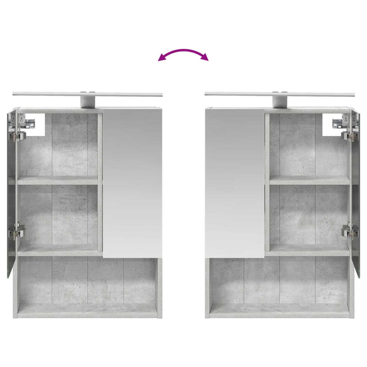Badeværelsesmøbel sæt 4 pcs Betongrå Konstrueret træ og glas